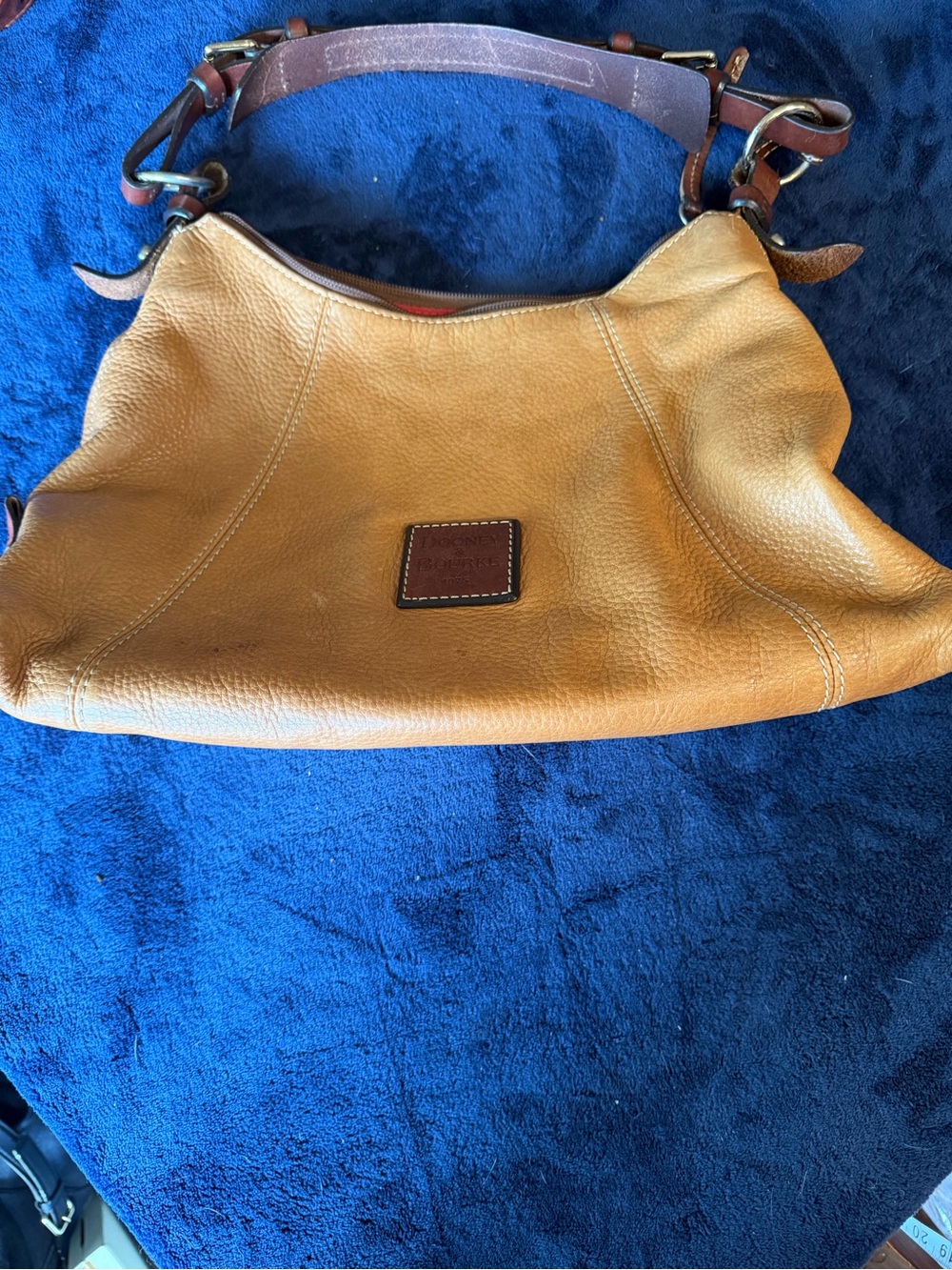 Dooney & Bourke Tan Leather Shoulder Bag with Brown Trim